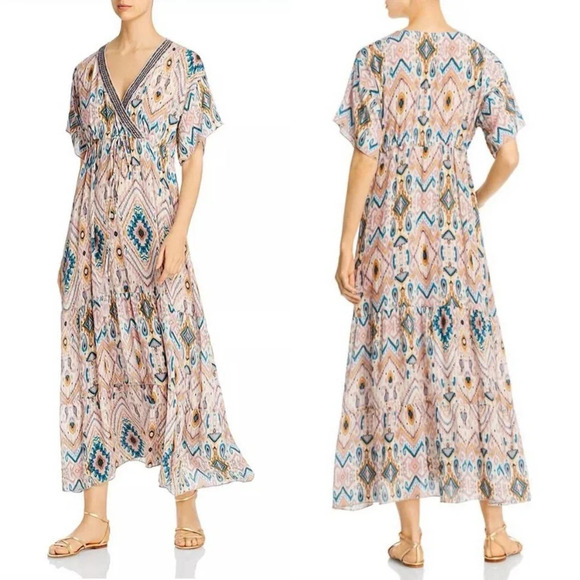 Johnny Was Jade Alona Silk Tiered Boho Maxi Dress S - Picture 1 of 8